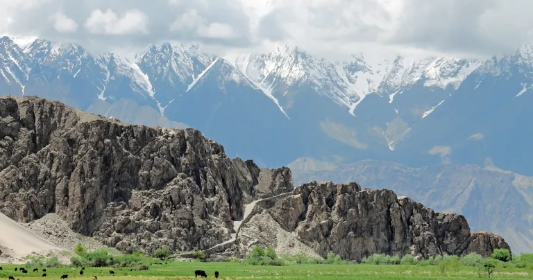 Karakoram snow peaks above the Shigar valley, approach to Khosar Gang, Gilgit-Baltistan