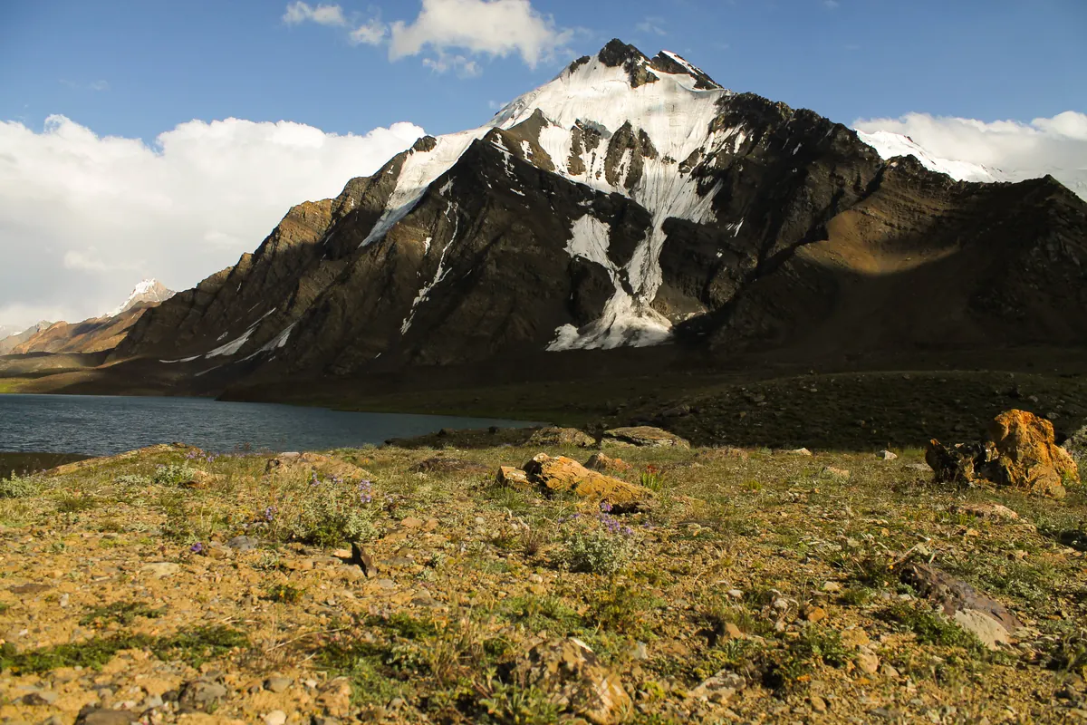 Karambar Lake below a glaciated peak on the Pamir fringe between Broghil and Ishkoman, northern Pakistan