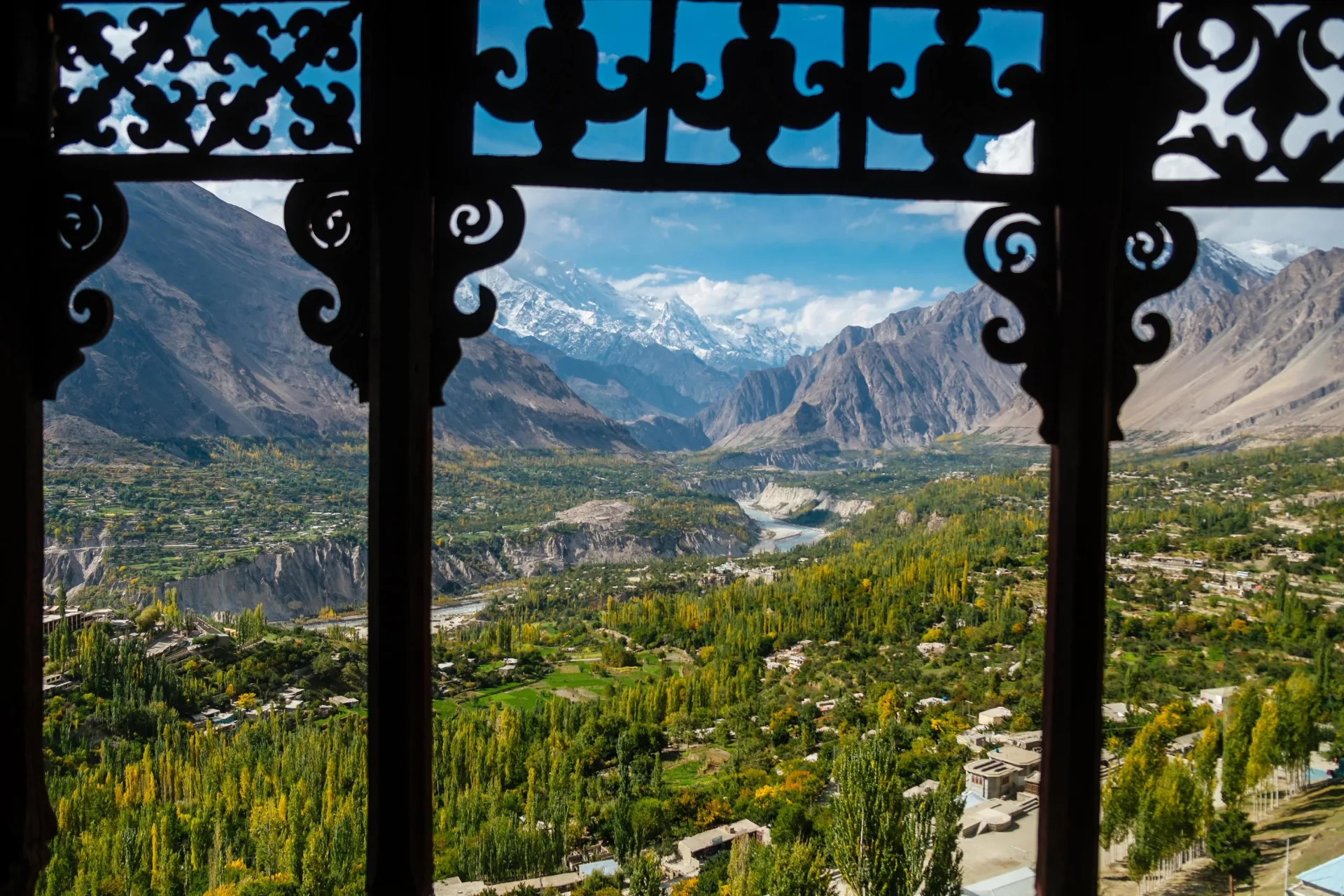 Karakoram peaks rising above the Hunza-Nagar valley in northern Pakistan