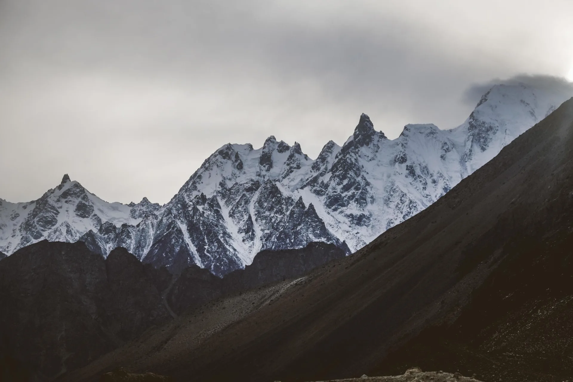 Mountain peaks in the Shimshal-Koh-e-Brobar area