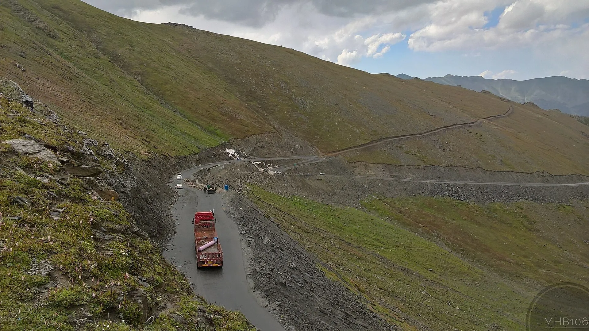 The switchback road climbing to Babusar Pass