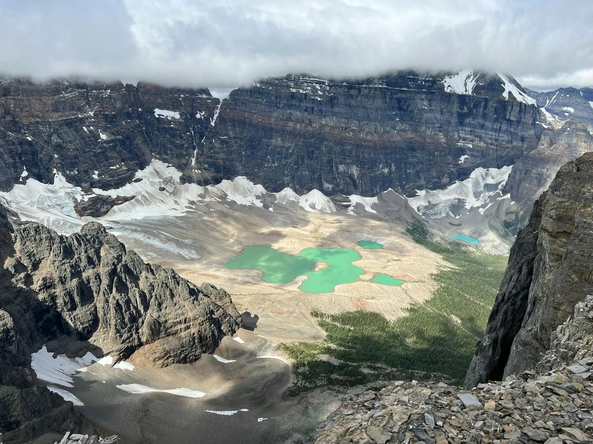 Aerial view of a turquoise alpine lake near Babusar Pass