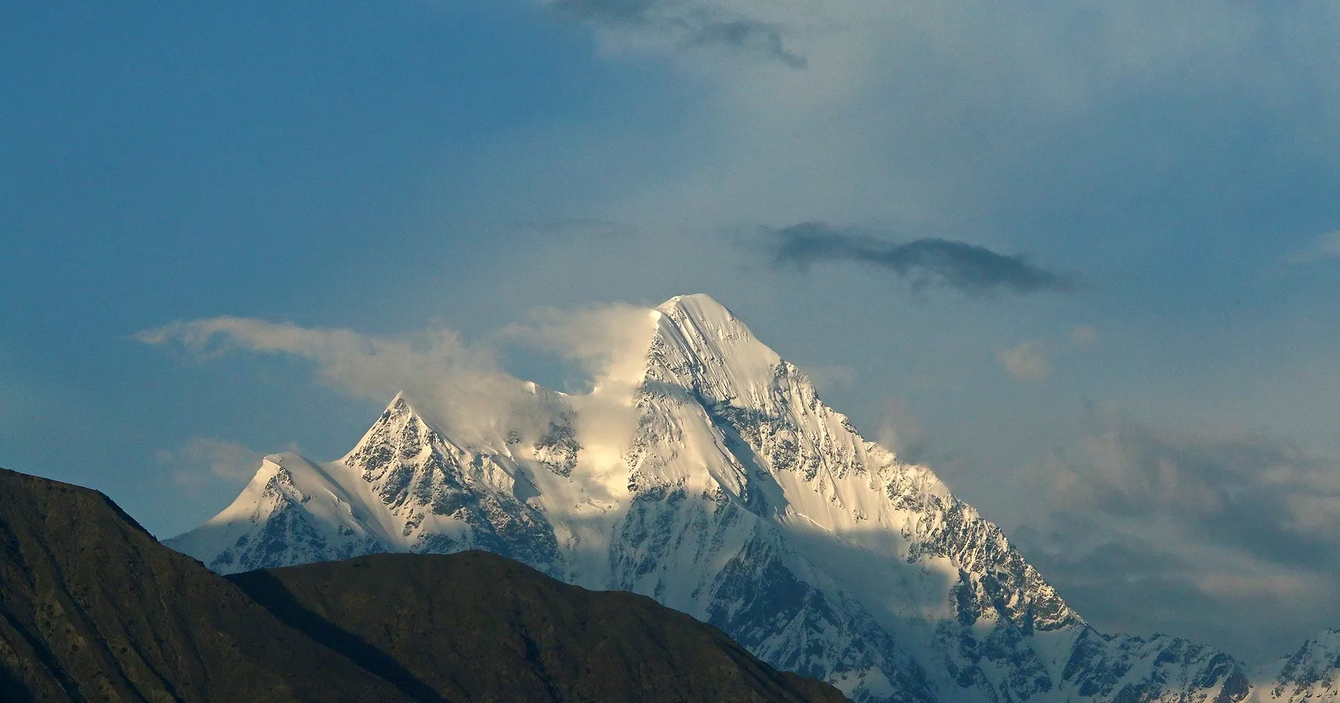 Bilchar Dobani, about 6,138 m, the peak above Bagrote Valley on the Gilgit skyline