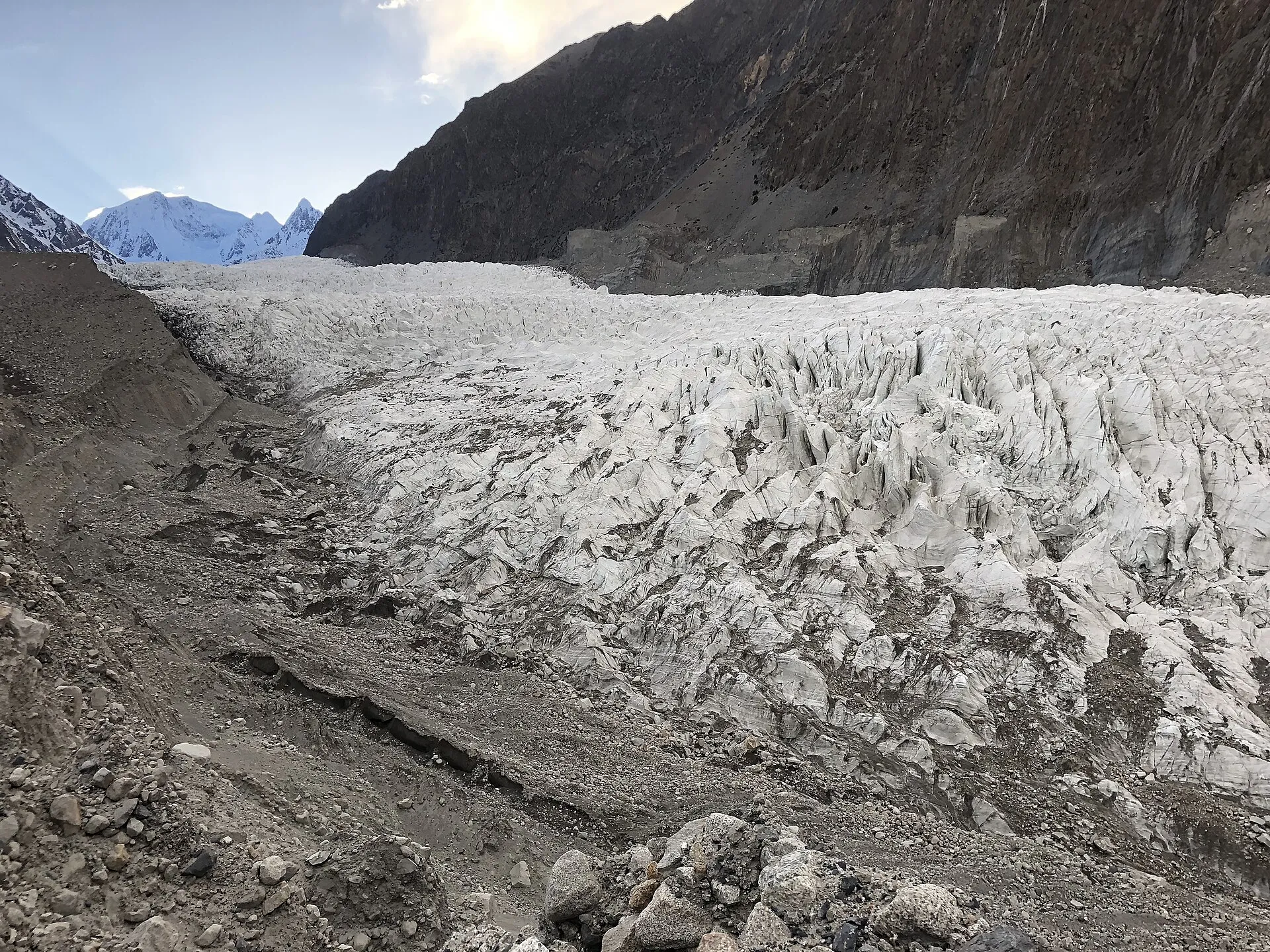 The crevassed ice of the Passu Glacier in upper Hunza