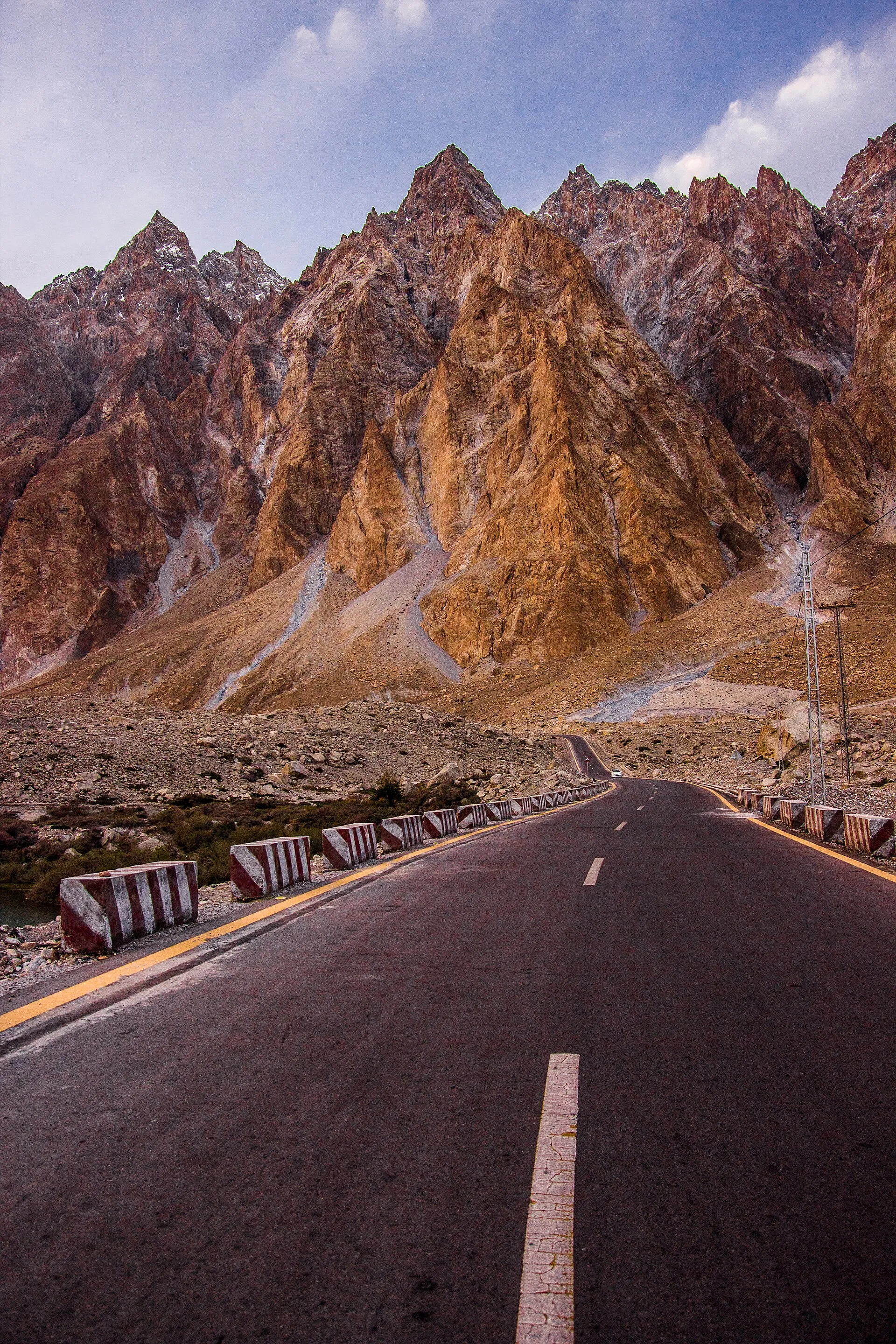 The Karakoram Highway and the jagged Passu Cones