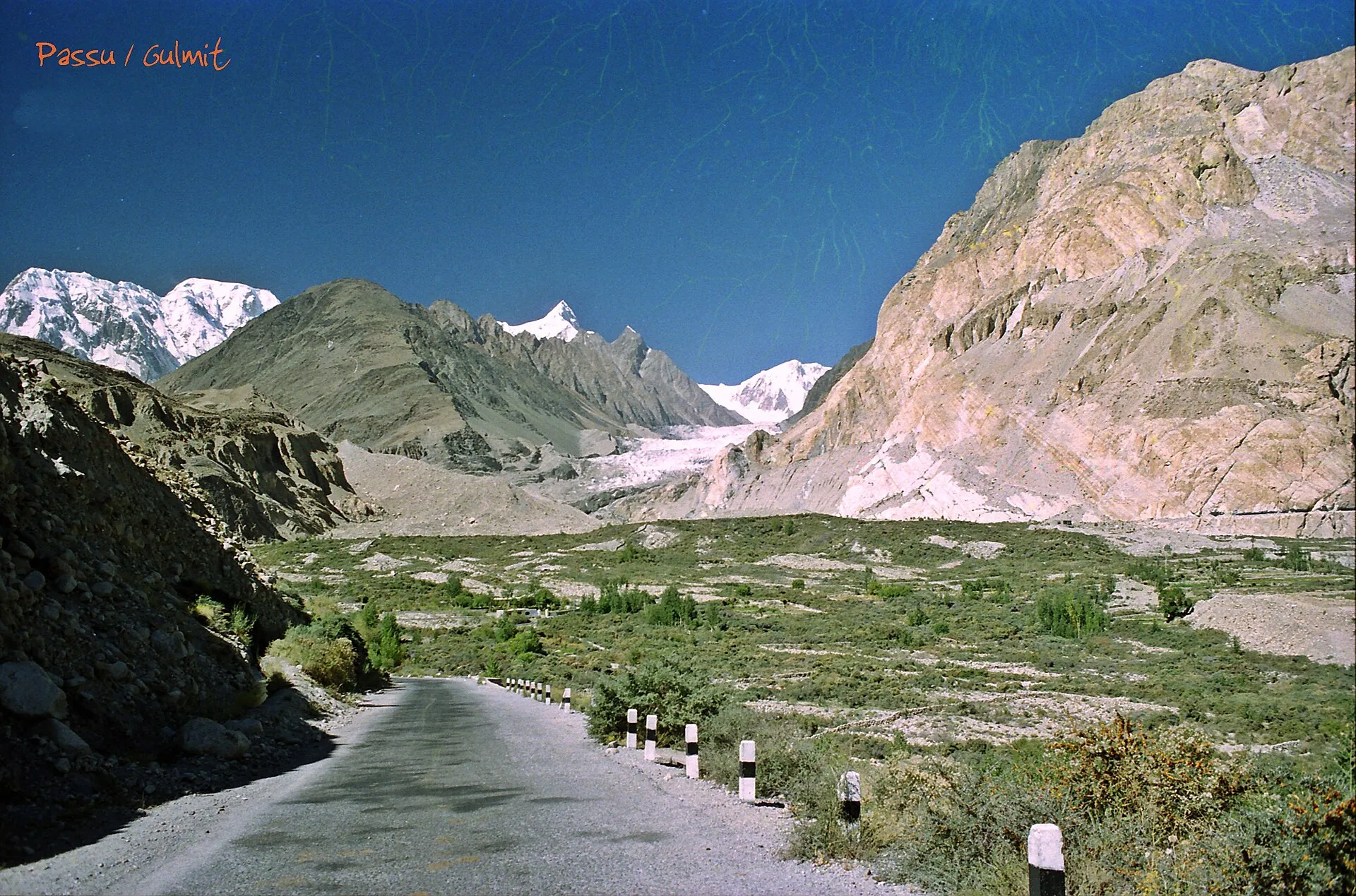 Passu village and river below the peaks of the Batura Muztagh