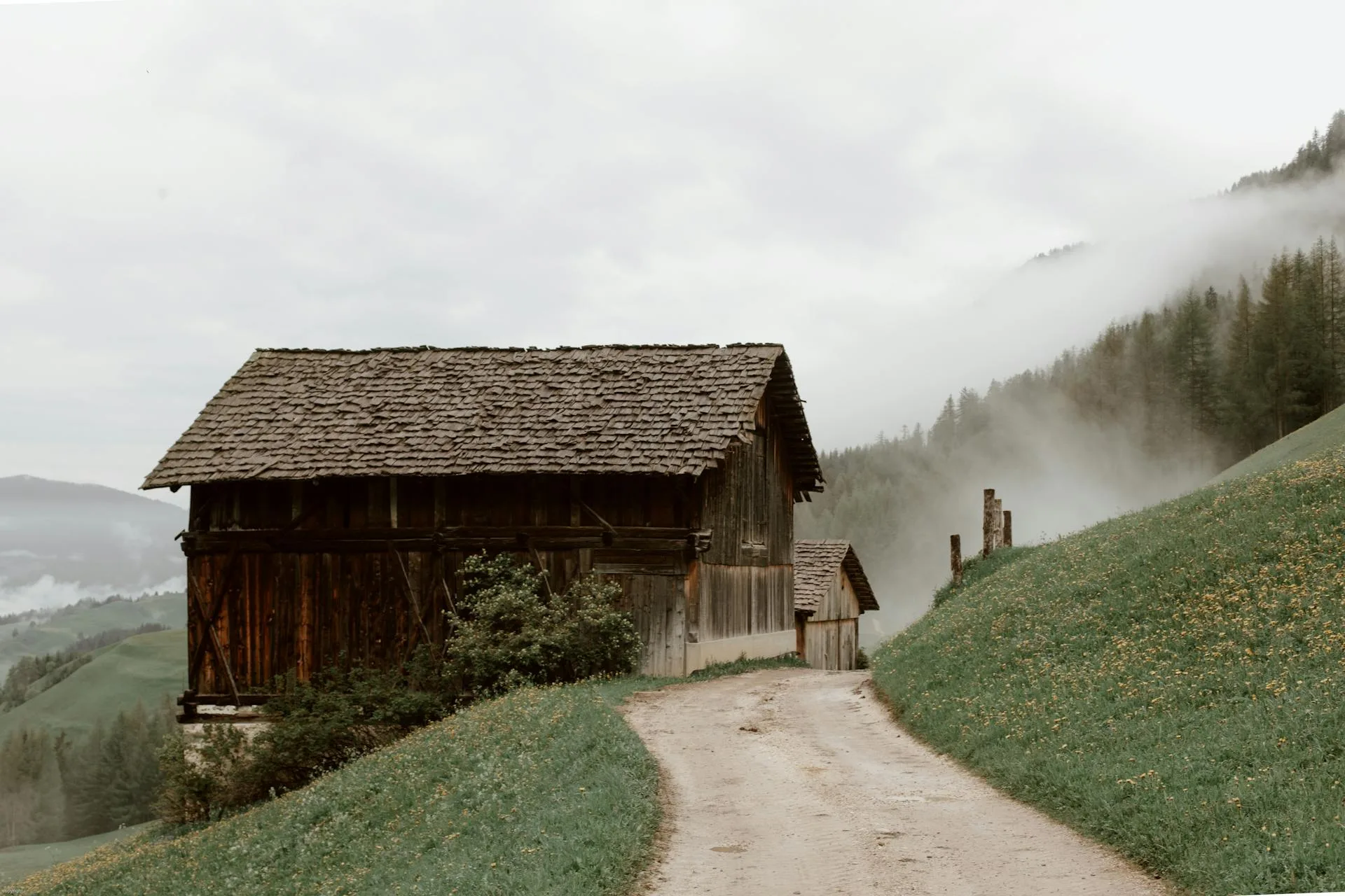 Rural houses slope