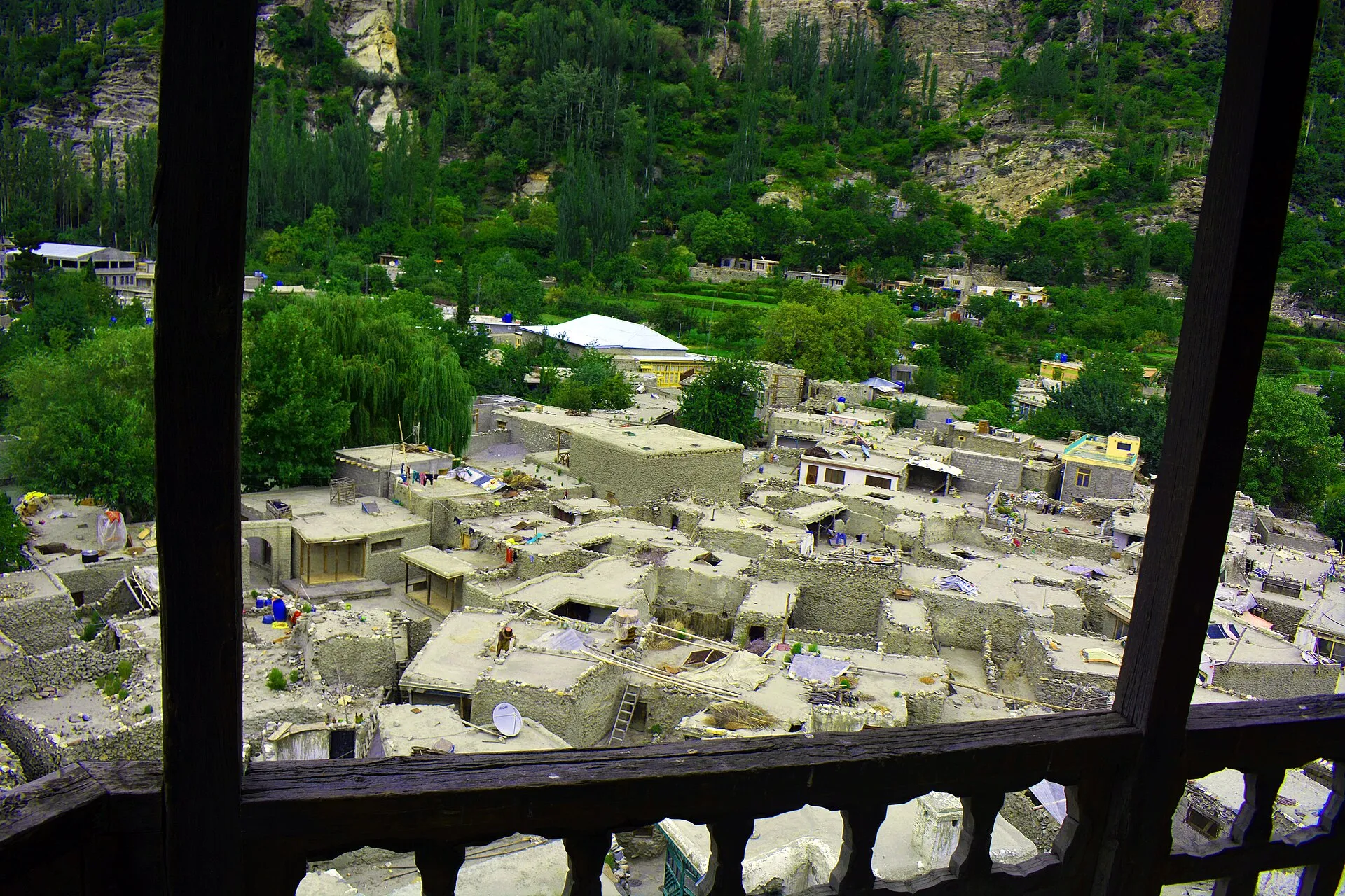 Old Hunza village houses seen from Altit Fort