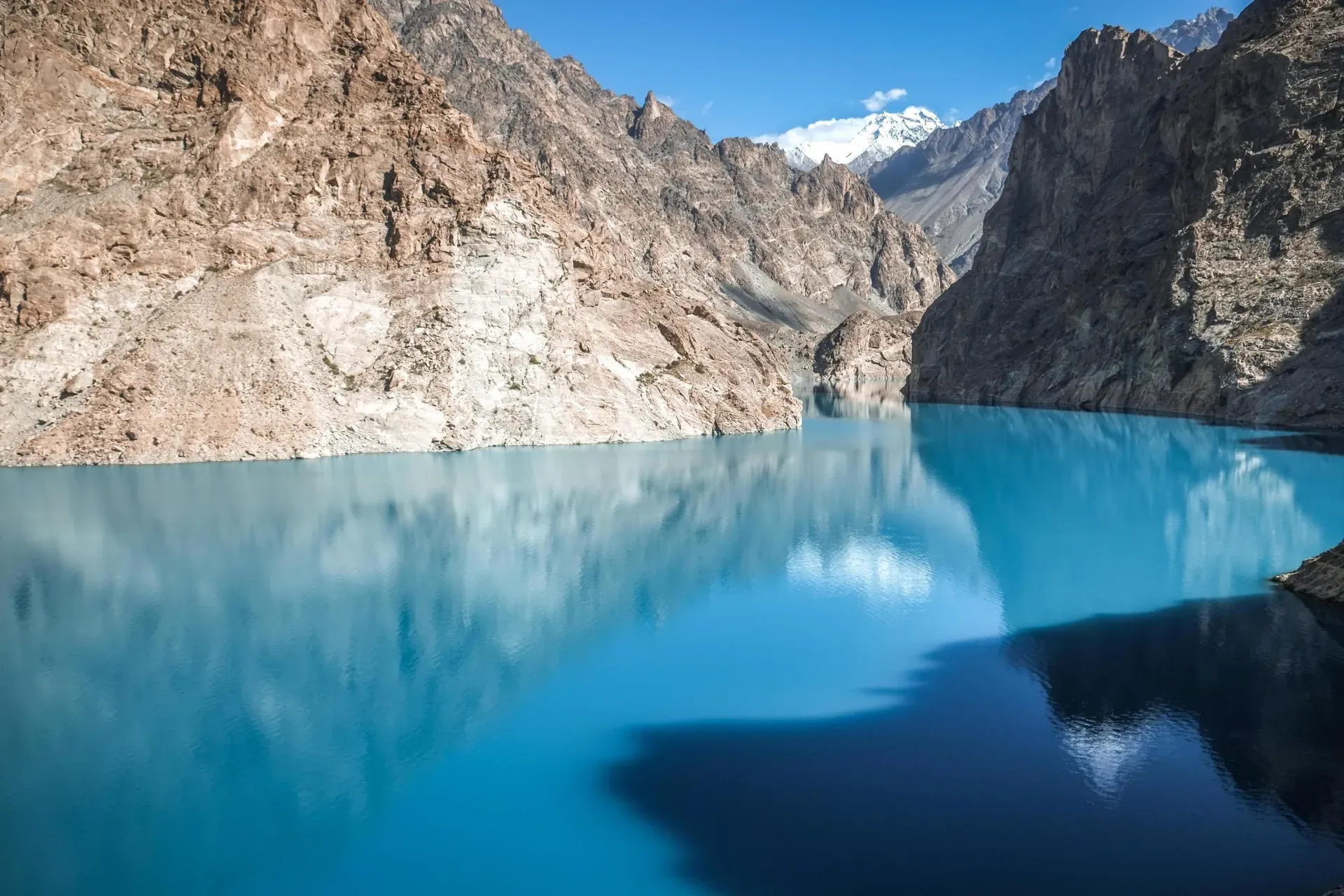 The turquoise water of Attabad Lake in the Hunza Valley