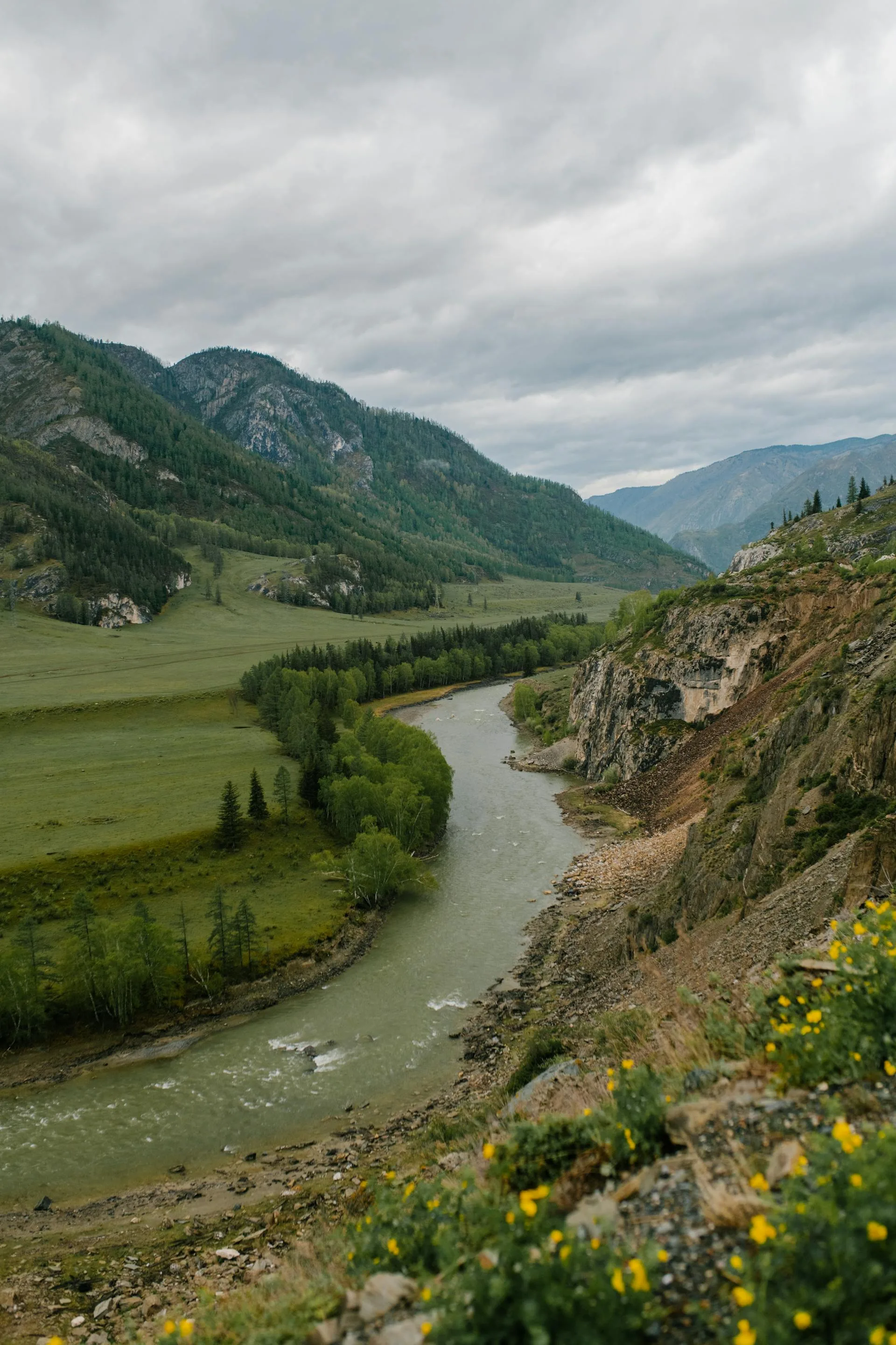 Narrow river valley
