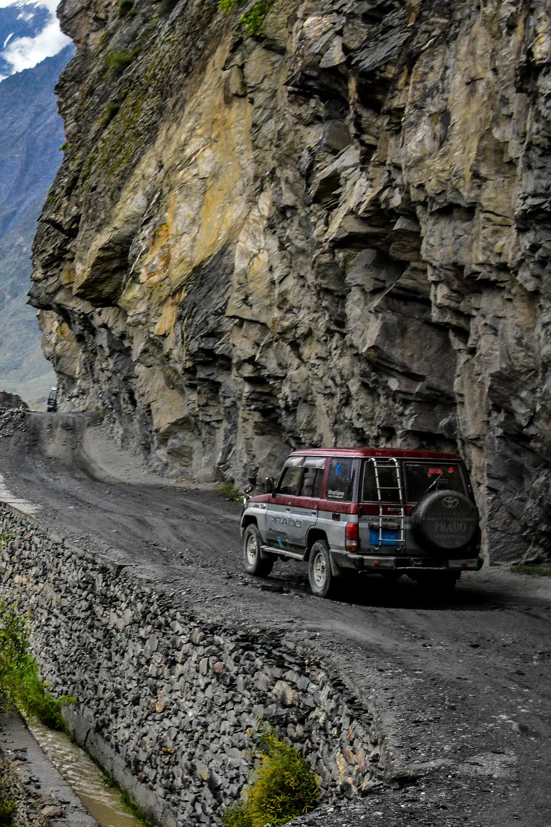 The narrow gorge road into the Kalash valleys from Chitral