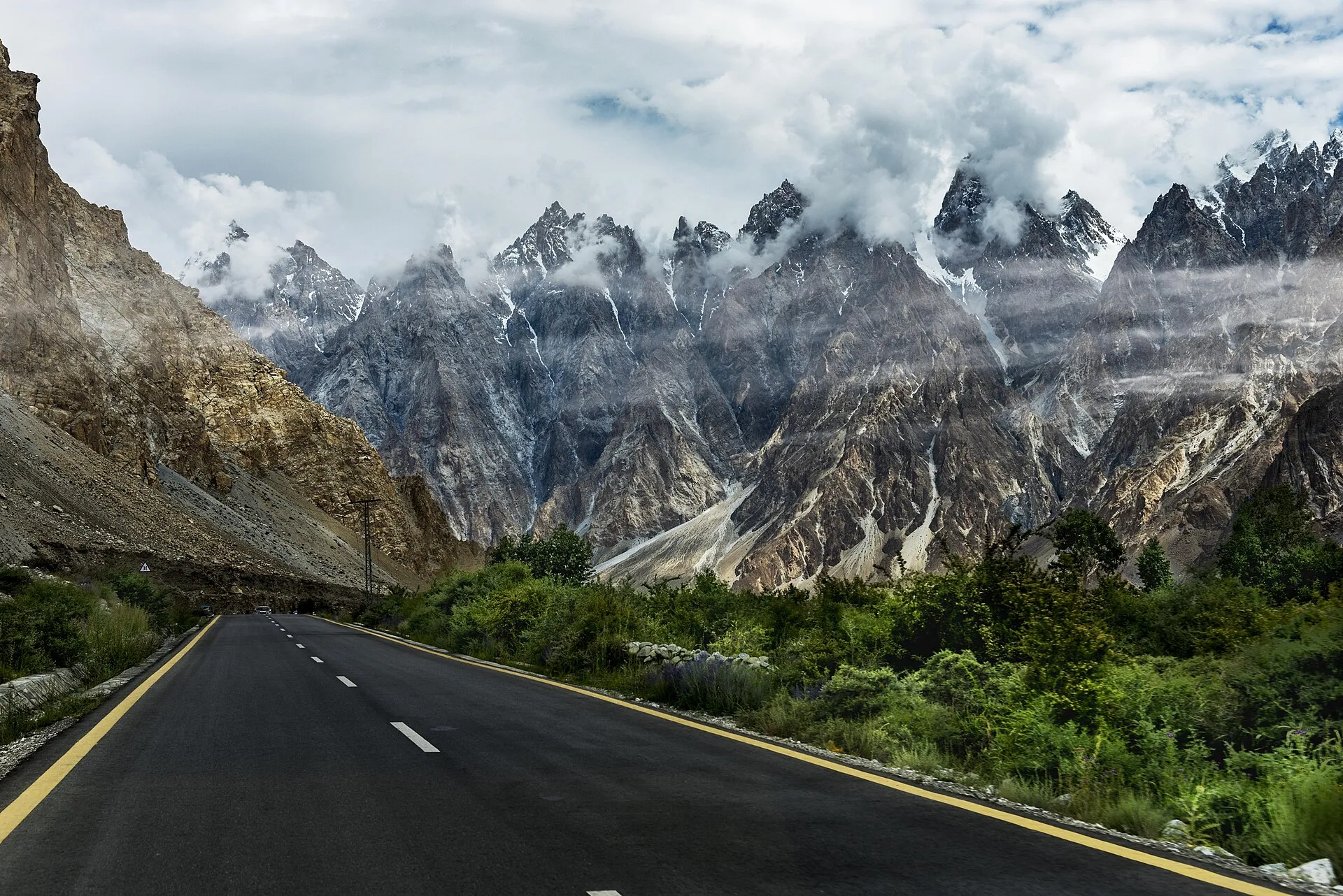 The Karakoram Highway below the Passu Cones in upper Hunza