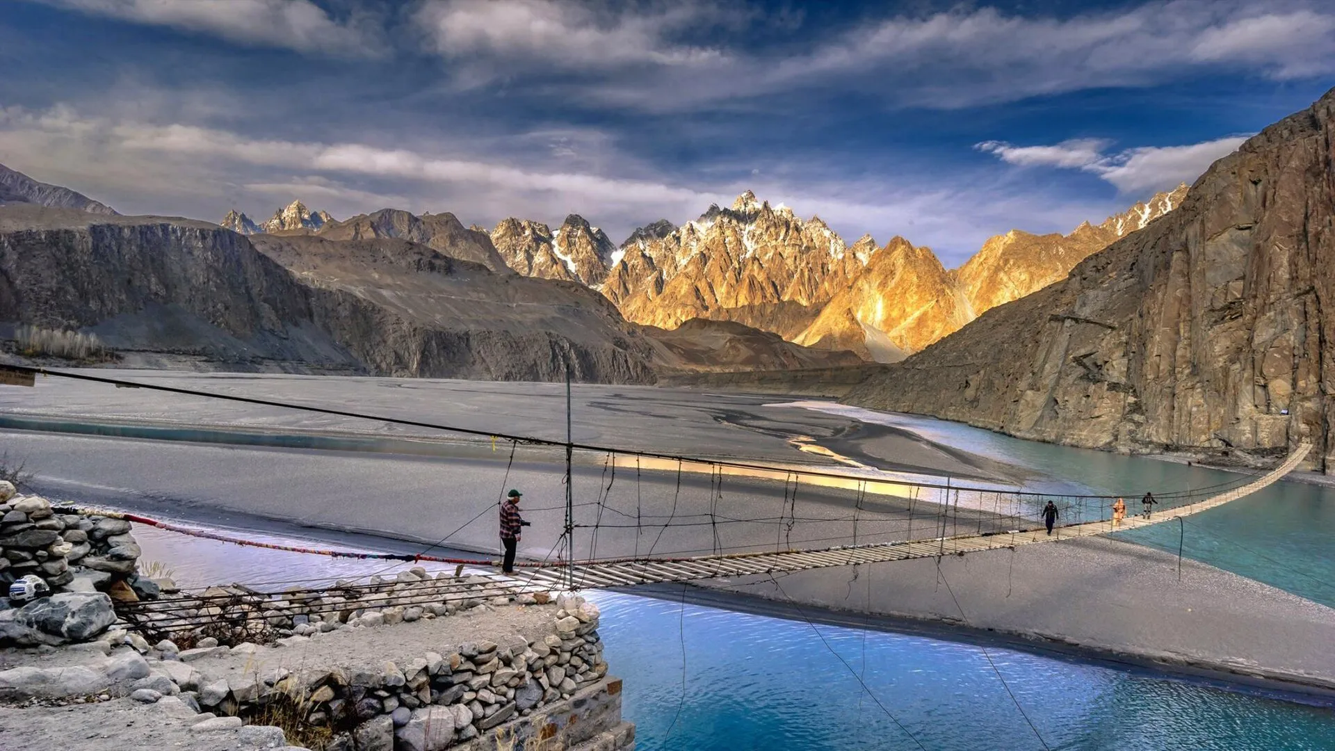 The Hussaini suspension bridge near the Karakoram Highway in Gojal