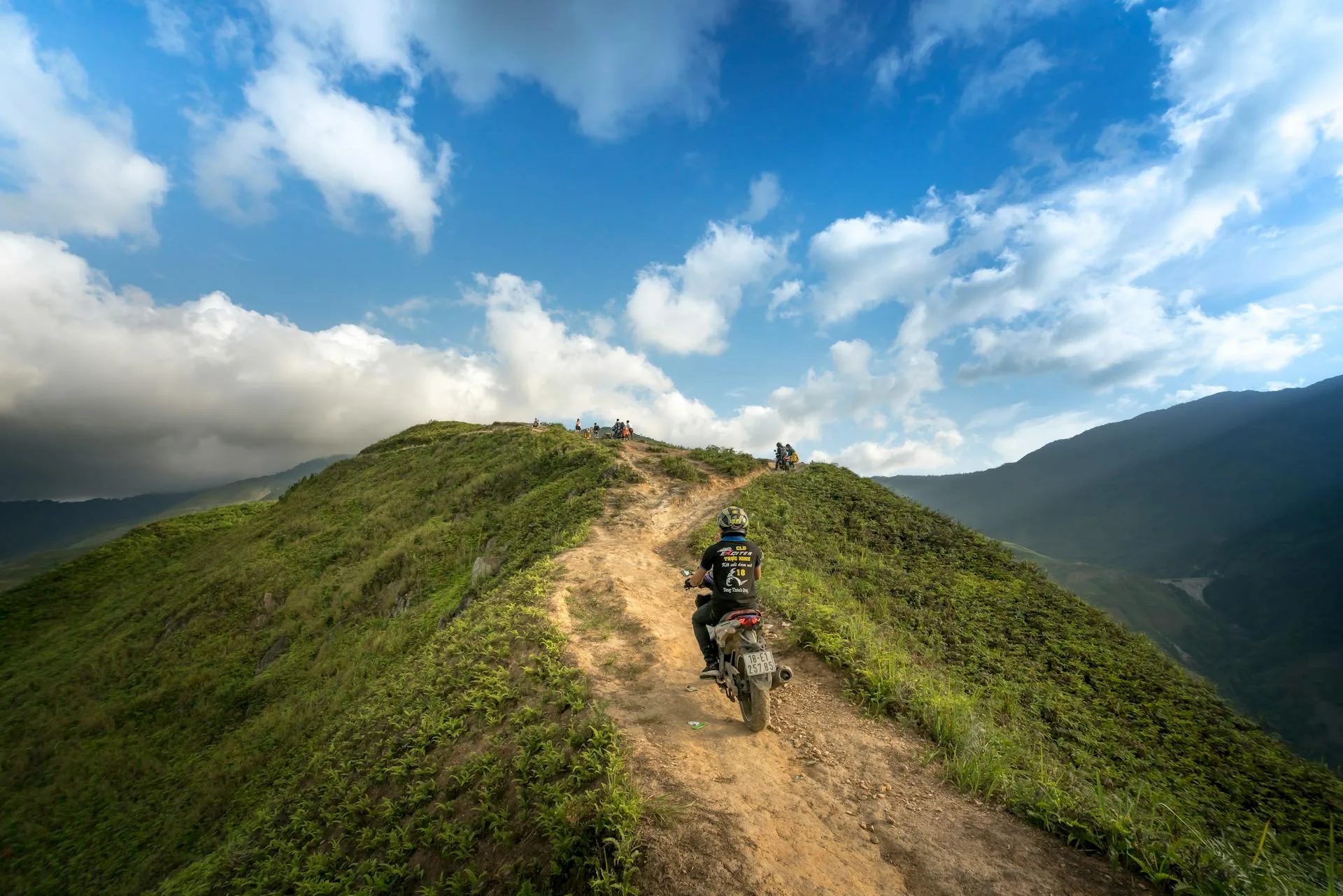 Riding motorcycle mountain
