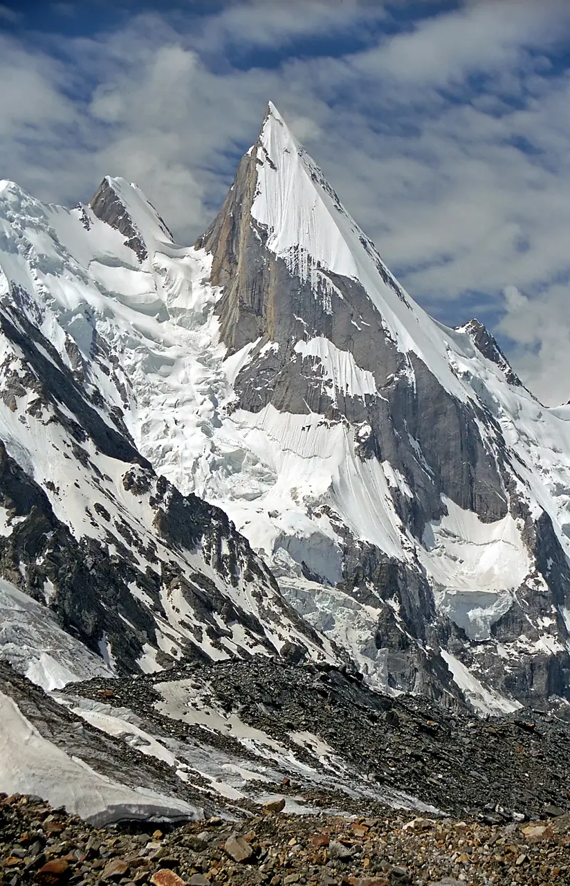 Laila Peak's sharp summit above the Gondogoro glacier, Hushe valley, Pakistan