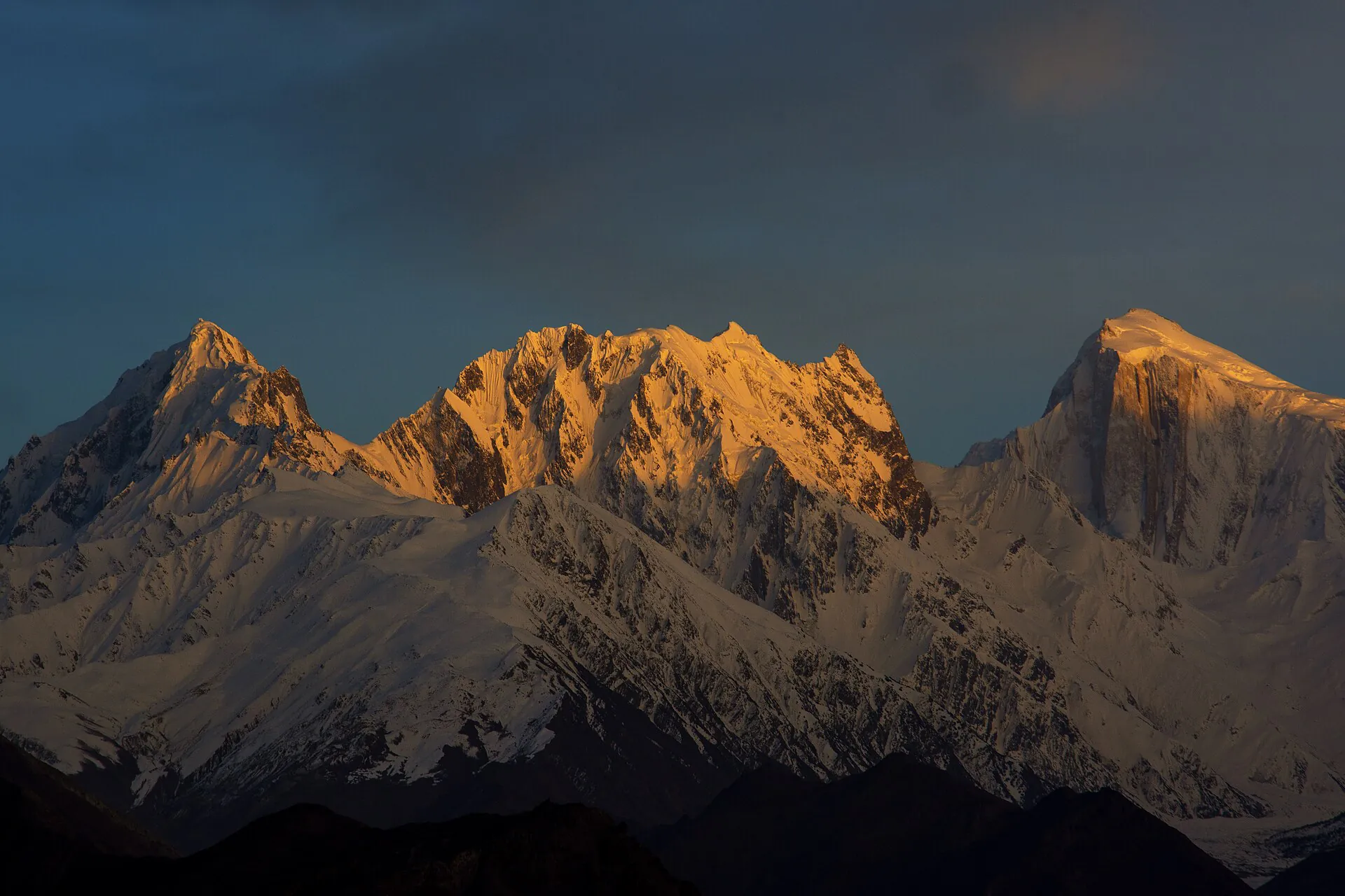 Spantik, the Golden Peak (7,027 m), catching sunrise light above the Nagar valley