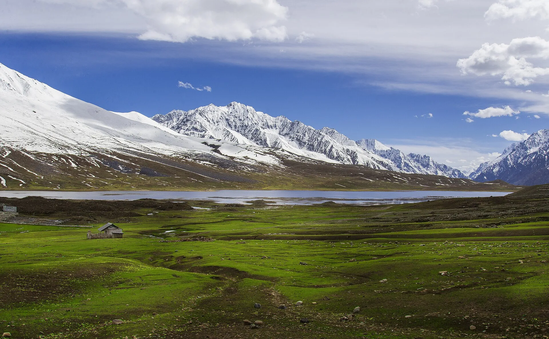 Shandur Lake on the high plateau of Shandur Pass