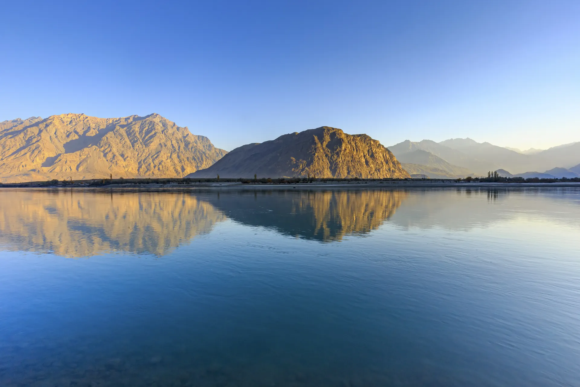 The Indus River at dawn near Skardu