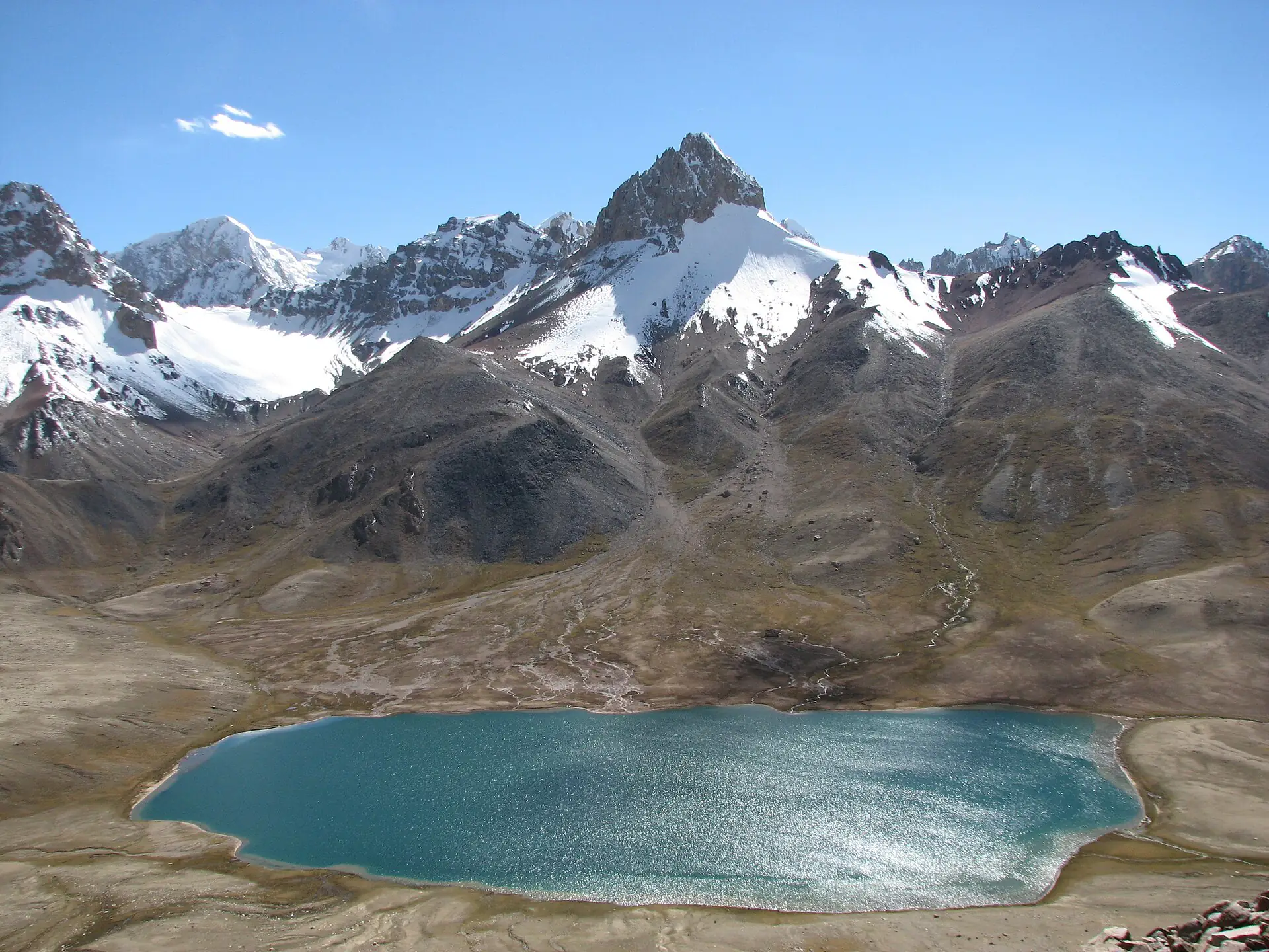 Der Shimshal-See auf der Pamir-Hochebene am höchsten Punkt des Shimshal-Pass-Treks