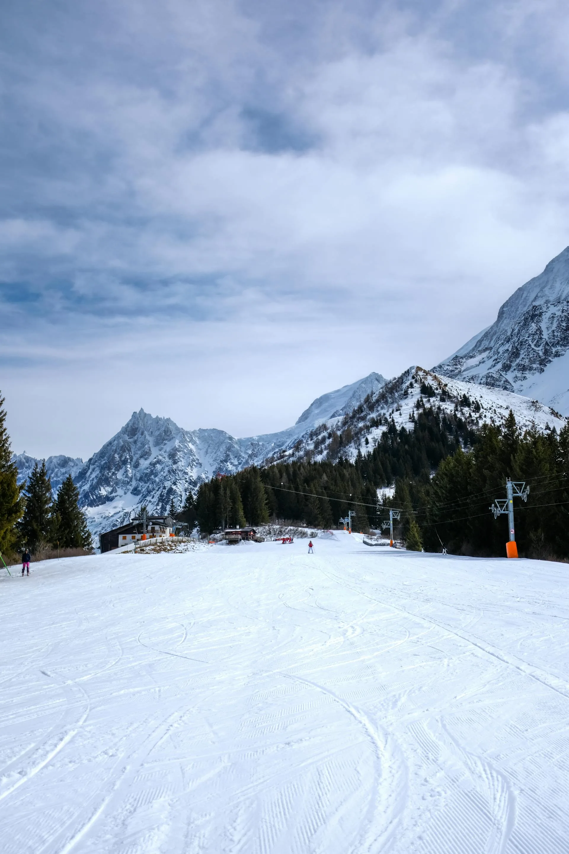 Scenic mountain landscape with ski resort