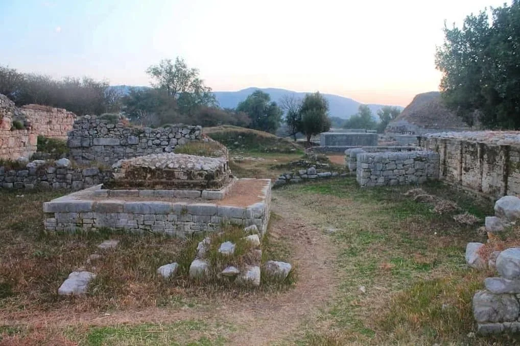 Ancient stone ruins at the Taxila archaeological site