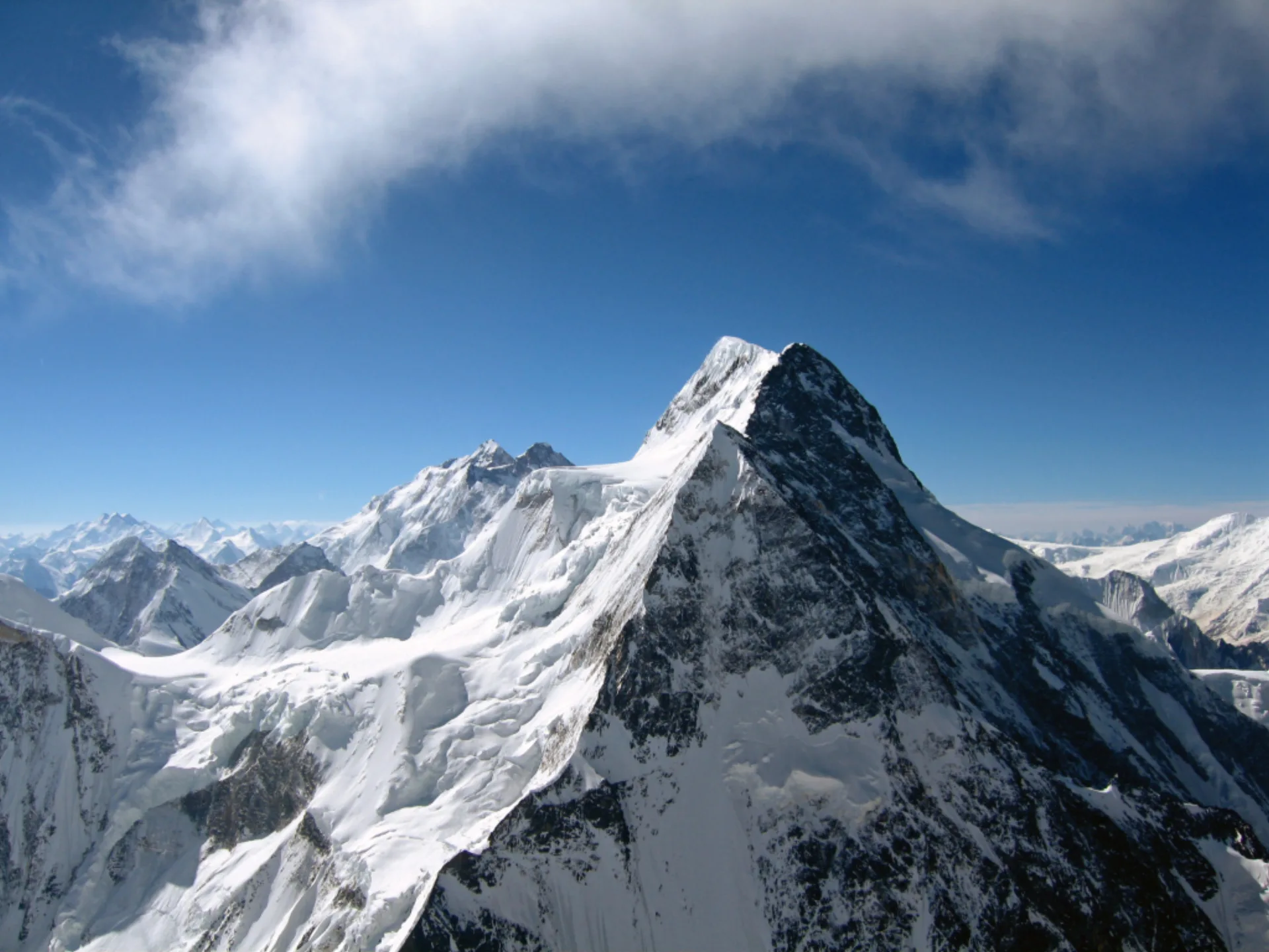 Broad Peak 8051m summit pyramid against clear blue sky Karakoram Pakistan